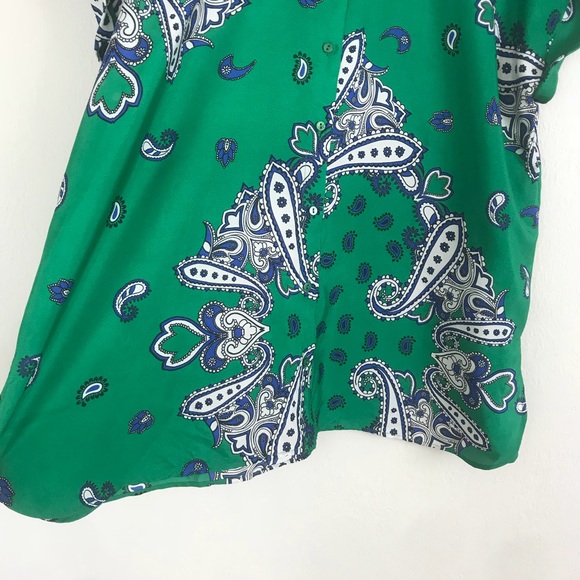 Zara Handkerchief Print Cuffed Short Sleeve Top S - Picture 4 of 7